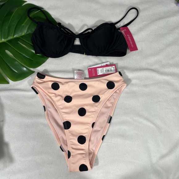 NWT Xhilaration Shirred Bikini Top ( Small ) Cheeky High Waist Bottom ( XS ) - Picture 3 of 12